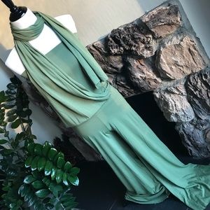 Olive Green Strapless Scarf Palazzo Jumpsuit